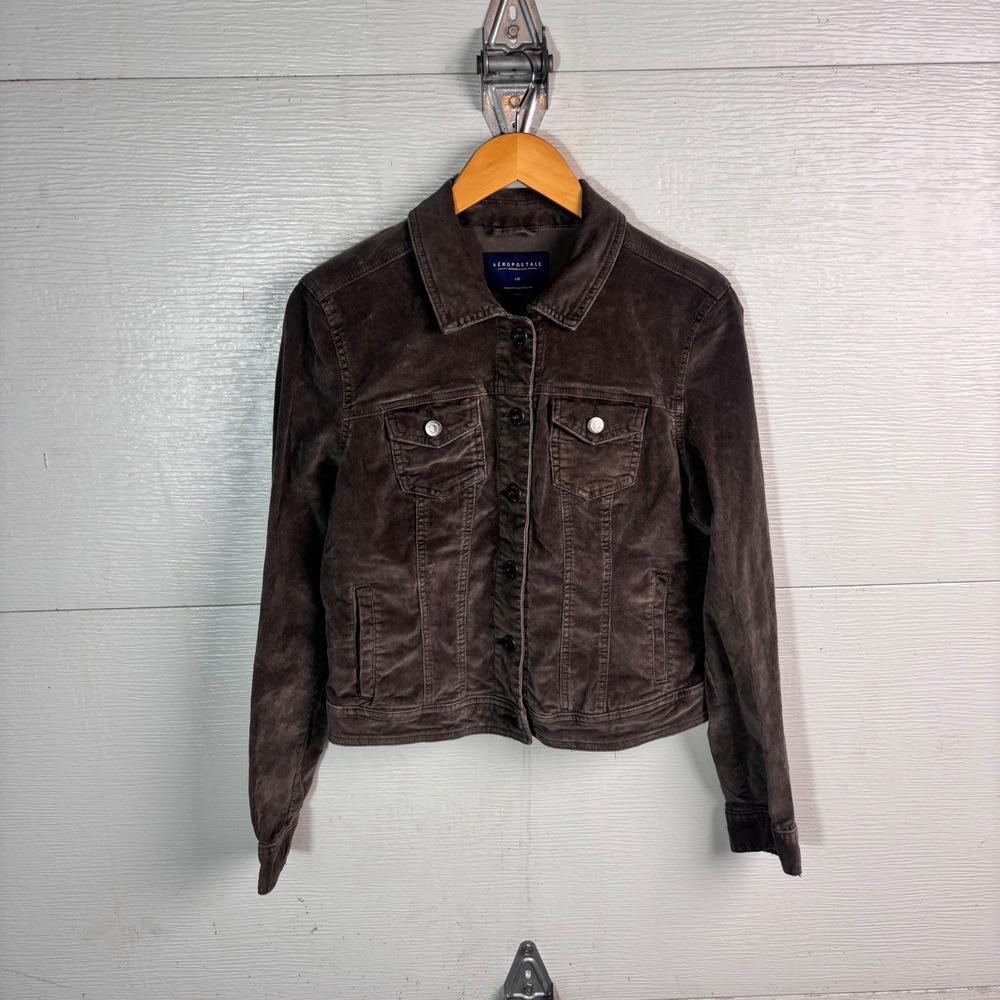 Aeropostale Brown Corduroy Jacket Large Y2K Faded Trucker Grunge Size Large